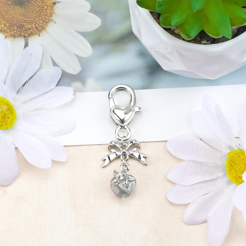 MUCOOS Strawberry Keychain with Bow Keychain