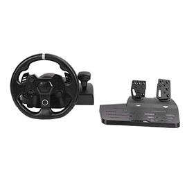 PC Racing Steering Wheel and Pedals, 270 Rotation Force Feedback Wheel with 7-in-1 USB Pedal Set for Driving Games                                    