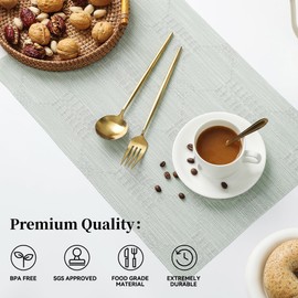 Leetaltree Mint Cream Placemats Set of 4 - Heat Resistant Non-Slip Place mats for Dining Table, Washable Durable PVC Vinyl Woven Table Mats（Mint Cream, 4）