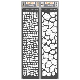 CrafTreat Animal Skin Stencils for Crafts Reusable Vintage Snake Skin and Giraffee Skin (2 Pieces) - Size: 3 x 12 Inches - Snake Skin Stencil for Furniture Painting - Border Stencils for Painting