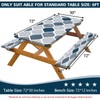 JAWO Blue and Grey Picnic Table Cover with Bench Covers,