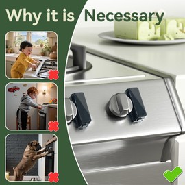 SAFELON 8 Pcs Baby Safety Stove Gas Knob Lock, Kitchen Safety Stove Gas Knob Covers for Babies & Toddlers, Childproof Gas Oven Locks (Black)