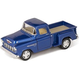 KiNSMART 1955 Chevrolet Stepside Pickup Truck 5 Inch 1:32 Scale Die Cast Metal Little Blue Truck
