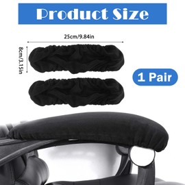 QfwdfcTrenz Pack of 2 Office Chair Armrest Covers, Office Chair Protective Covers, Elastic Nylon Relieves for Armrests, Soft Armrest Cushions for Home, Office, Elbow Discomfort (1 Pair, Black)