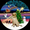 CafePress Xmas Magic & Yellow Lab Round 4" MDF Holiday