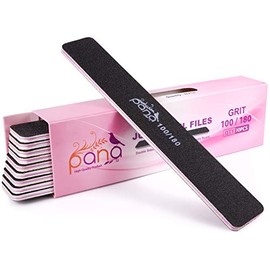 PANA - 10 limas de uñas profesionales de doble cara de tamaño gigante, color negro, grano 100/180, lima de inmersión de uñas, manicura y pedicura, lav