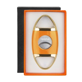 Cigar Cutter Stainless Steel Double Blade Guillotine with Leather Pouch Cigar Cutter for Precise Prefect Cut Yellow