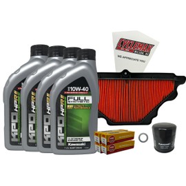 Cyclemax Full Synthetic Tune Up Kit with Spark Plugs compatible with Kawasaki 2007-2008 Ninja ZX-6R