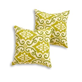 South Pine Porch Outdoor 17-inch Square Accent Pillow, Set of 2, Shoreham Ikat 2 Count
