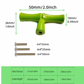 5Pcs Cabinet Knobs Single Hole Bamboo Solid Zinc Alloy Cabinet Knobs Handle pulls, Dresser Drawer Cabinet Cupboard Closet Door Pull Decorative Furniture Accessories Knobs ((Single Hole, Green))