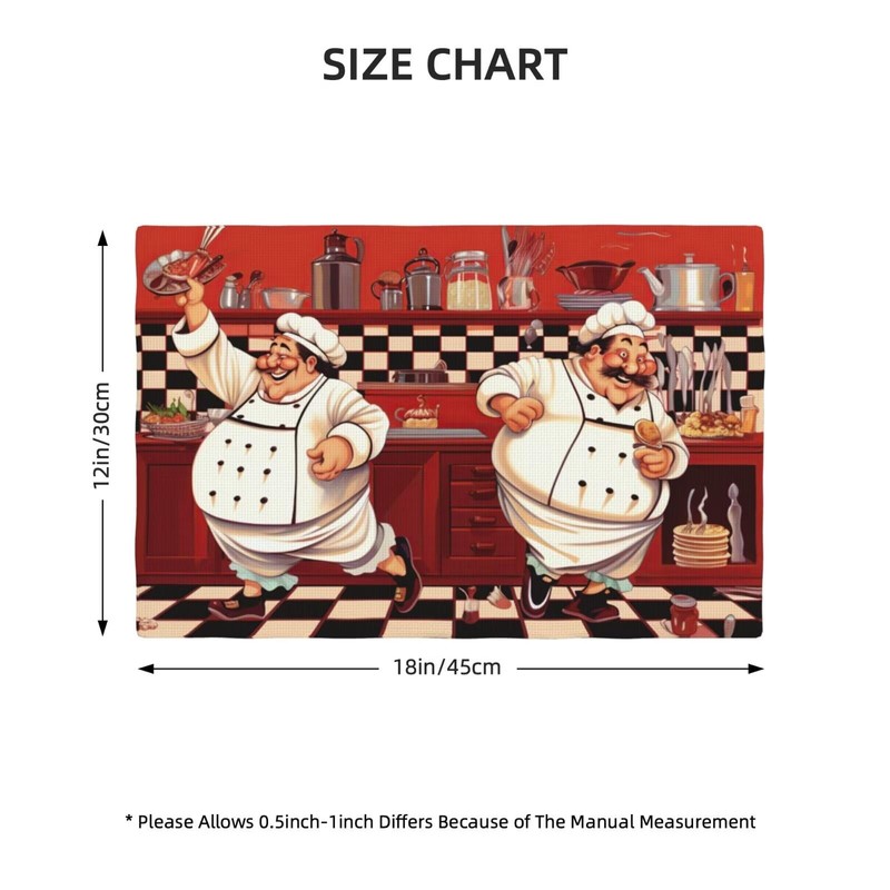Kitchen Chef Table Placemats Set of 4 Abstract Funny Chef