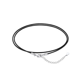 ChainsPro Women's Choker, Cord Necklace, Chain, Wax Cord, Black, Gold Compatible with 925 Silver, Clasp, Width 0.04 inch (1 mm), 0.08 inch (2 mm), Water Resistant Accessory, Leather