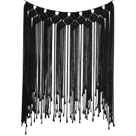 RLoncomix Macrame Wall Hanging Modern Chic Woven Wall Art Tapestry Boho Wedding Living Room Gallery Bedroom Wall Decoration, Black, 39"x 45"