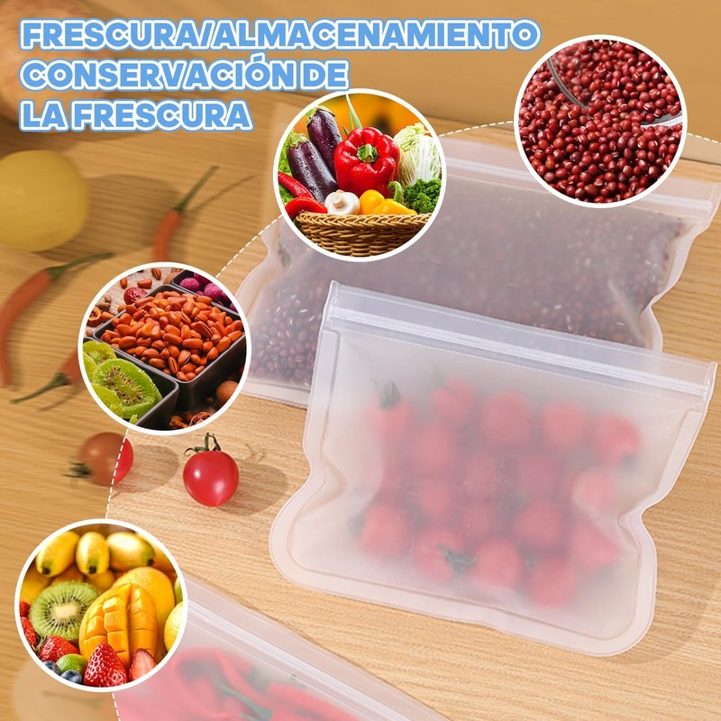 bolsas de silicona reutilizables 10,bolsas para congelar alimentos 10 Bolsas