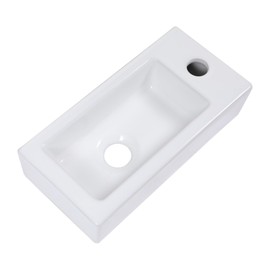 Lordear Small Bathroom Sink Wall Mounted Bathrrom Corner Sink 15"x 7" Floating Hand Wash Basin Wall Hung Right Hand White Ceramic Sink for Cloakroom Toilet Room Bathroom