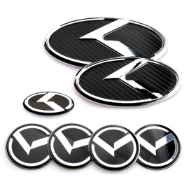 AULPEE 7PCS Vintage K Badge,Front Hood Rear Trunk Emblem Compatible with Vintage K Auto Accessories (CarbonFiber-Chrome)