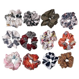 FLYBUY Silk Satin printed Scrunchies For Women For All Type Of Hair Ties 10 PC Multi colors Premium silk