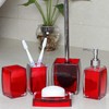 TUANYO 5 Pcs Red Acrylic Bathroom Accessories Set Complete, Lotion/Soap