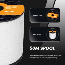 Abma Cord Paracord 550 4mm 50m 100% Nylon Rope Type III 7 Strands Parachute Cord for DIY, Camping, Survival, Outdoor - Max. 250kg - White