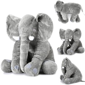 Yulejo Giant Stuffed Elephant Plush Animal Pillow Large 15.7 Inch Stuffed Animal Soft Party Favor Huge Gray Elephant Plush Doll for Adult Girlfriend Home Decor