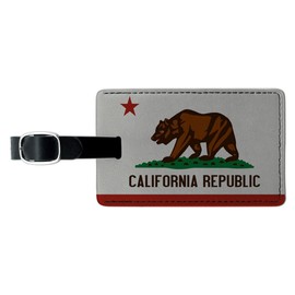 Graphics & More California Republic Flag Leather Luggage Id Tag Suitcase Carry-on, Black