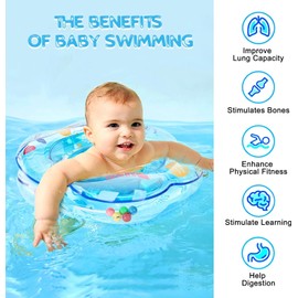 LJ-CL Flotador De Piscina para Niños，Bomba Manual Incluida,Anillo de natación para niños,Juguetes Divertidos para Agua,Flotador Inflable para Niños a Partir de 3 Año (Azul)