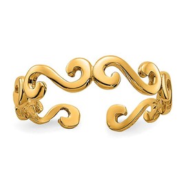 Jewelry Affairs 14K Yellow Real Gold Swirl Design Cuff Style Adjustable Toe Ring
