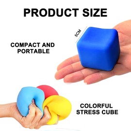 4PCS Squishy Stress Cube - Slow Rise Squeeze Toy, Stress Ball Fidget Toy, Gumdrop Cube Ball, Sensory Sugar Ball, Stress Relief Anxiety Toys for Kids Adults Autism ADHD (Random Color)