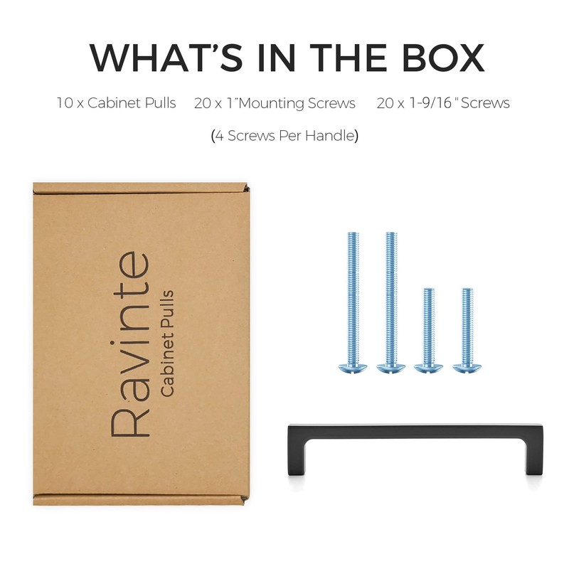 Ravinte 10 Pack 5 inch Hole Centers Matte Black Cabinet