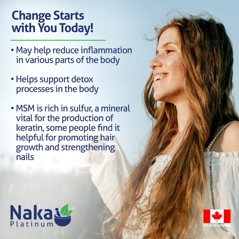 Naka Platinum MSM Powder, 1800mg, Relieve Joint Pain, (700 gram)