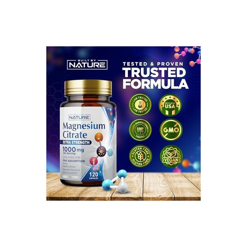 Built by Nature Citrato de Magnesio 1000 Mg Suplemento