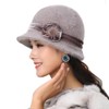 IBLUELOVER Women Felt Bowler Hat Roll-up Church Cloche Hat Floral