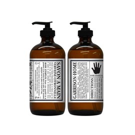 GARRISON+HOME - Introducing the Power-Packed 2-Pack Reusable Glass Bottle Hand Soaps - Enriched with Vibrant Lemon Verbena and Infused Essential Oil Blend - 16 fl oz Each!
