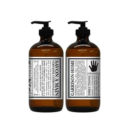 GARRISON+HOME - Introducing the Power-Packed 2-Pack Reusable Glass Bottle Hand Soaps - Enriched with Vibrant Lemon Verbena and Infused Essential Oil Blend - 16 fl oz Each!