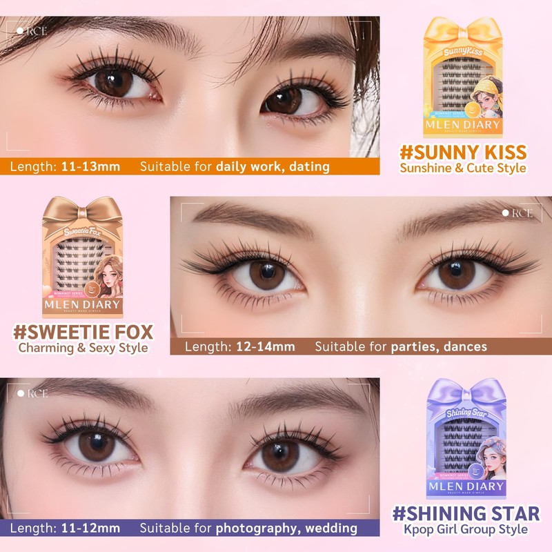 Lash Clusters 60PCS Natural Eyelash Clusters C Curl Wispy DIY