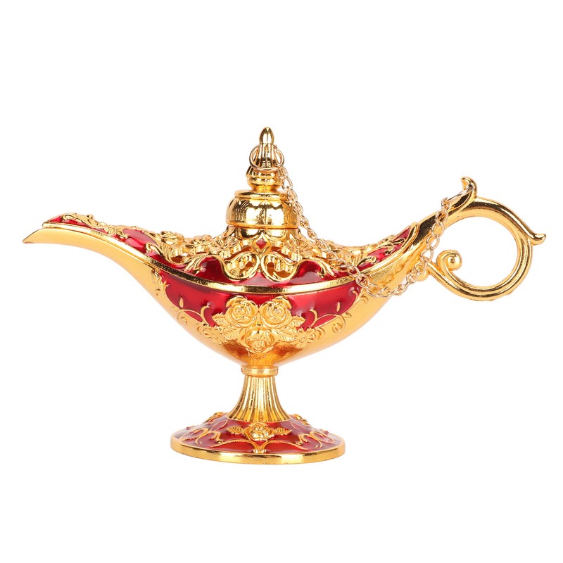 Zinc Alloy Retro Arabian Lamp Tabletop Exquisite Engraved Legend Wishing