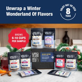 Holiday TEAS Dry Flight Sampler by TIESTA TEA | 8 Loose Leaf Tea Holiday Themed Blends | 8 to 12 Servings of Each Flavor | Gift Set