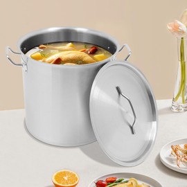 Stainless Steel Stock Pot with Lid,Food Grade Heavy Duty Induction Large Stock Pot,Simmering Pot Soup Pot for School, Restaurant, Home. (33L)