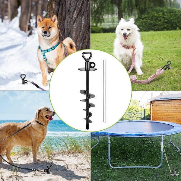 SELEWARE Dog Tie Out Stake Outdoor Anti-Rust Ground Anchor for