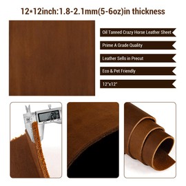 Full Grain Leather Pieces for Leather Working, Tooling Leather Sheets for Crafts 12"x12" Genuine Leather Material 1.8-2.1 mm Thick Leather Hide for Crafting Earring Hobby Dark Brown
