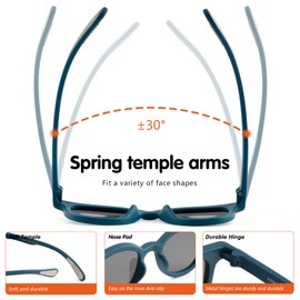 EyeBuddy 2 Pack Kids Sunglasses-Boys Girls Sunglass, Polarized Sunglass,100% UV Protection Sunglasses Durable Shade(Age 3-12), Forest Green*2, Temple Length: 5.3 inch | Frame Width: 5.1 inch