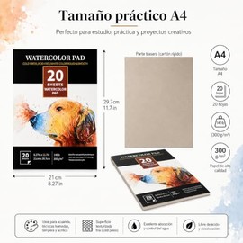 YRBXZXA Papel Acuarelas Profesionales 40 Hojas（2 libros）Cuaderno para Acuarela, Cuaderno de Dibujo 8,27x 11,7 in, Libreta de Dibujo 300 G/M2 Frente de