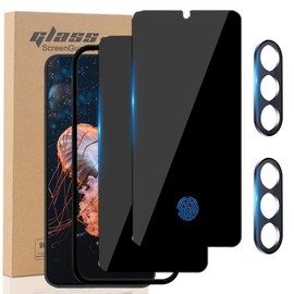 Galaxy S24 Privacy Screen Protector, 2X Ant Spy Tempered Glass Film + 2X Camera Lens Protector, [Fingerprint Unlock] [28° Anti-Peep] [Installation tools] [Zero Bubble] Black/Dark Shield for Galaxy S24