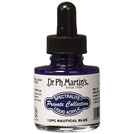 Dr. Ph. Martin's Spectralite Private Collection Liquid Acrylics (12PC) Arcylic Paint Bottle, 1.0 oz, Nautical Blue
