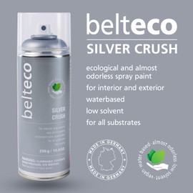BELTECO Silver Crush Semi Gloss Spray Paint | Water based & Odorless | Eco-Friendly & Vegan | Weather & UV-Resistant | For all Substrates | Fast Drying with High Coverage | For Indoor/Outdoor Use
