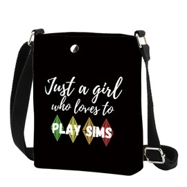FOTAP Game Lover Gift Video Game Bag Just A Girl Who Loves To Play Sims Makeup Bag Sim Game Gift, Play Sims Cr