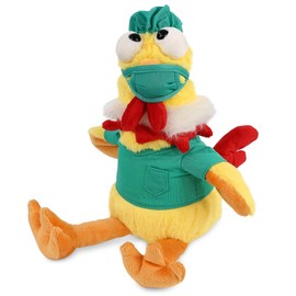 DolliBu Yellow Rooster Doctor Plush Toy - Super Soft Rooster Doctor Stuffed Animal Dress Up with Cute Scrub Uniform and Cap Outfit - Gift with Personalization - 10.5 Inches