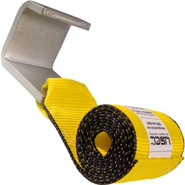 US Cargo Control 4 Inch x 5 Feet Roll Off Container Winch Strap with Flat Hook, Heavy Duty Trailer Winch Strap for Cargo Securement, 5,400 lbs Working Load Limit, Large Flat Hook for Easy Fastening
