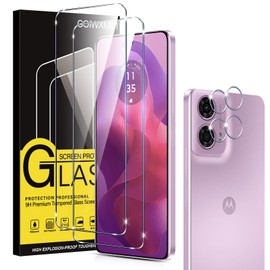 Coiwxmoi Pack of 2 Tempered Glass Screen Protectors for Motorola Moto G24 5G/G24 Power with 2 Camera Screen Protectors 9H Hardness Protective Glass Ultra Transparent Scratch-Resistant Bubble-Free