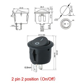JZK 10 PCS AC 6A 250V 10A 125V SPST 2 Pin Rocker Switch Toggle ON/OFF KCD1, Round ON-OFF Power Button Switch for Car Boat Motorcycle Caravan Homehold Application